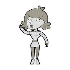 cartoon robot woman waving
