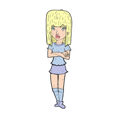 cartoon girl with crossed arms