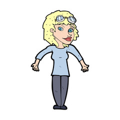 cartoon woman wearing goggles