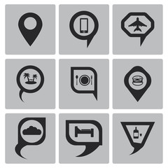 Vector black map pointer icons set web and mobile