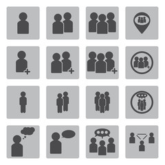 Vector black people icons set