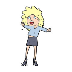 cartoon woman having trouble walking in heels