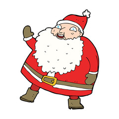 funny waving santa claus cartoon