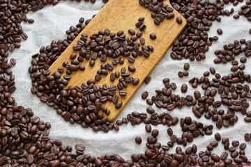 coffee beans formed to word coffee
