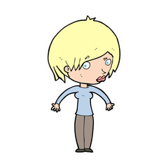 cartoon woman shrugging