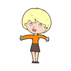 cartoon woman giving thumbs up