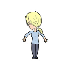 cartoon woman shrugging shoulders