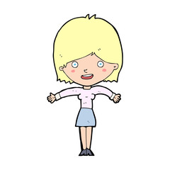 cartoon excited woman