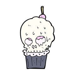 cartoon spooky skull cupcake