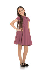 Stylish girl in a short fashion dress