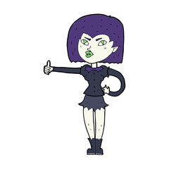 cartoon vampire girl giving thumbs up