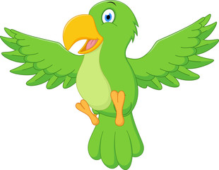 Fototapeta premium Happy parrot cartoon flying 