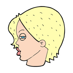 cartoon female face with narrowed eyes