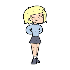 cartoon pleased woman