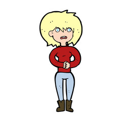 cartoon worried woman