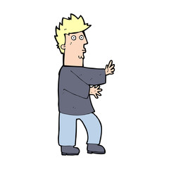 cartoon nervous man waving