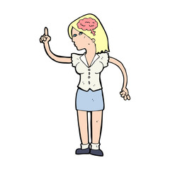 cartoon woman with clever idea