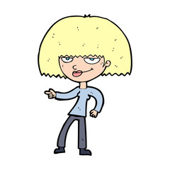 cartoon happy woman pointing