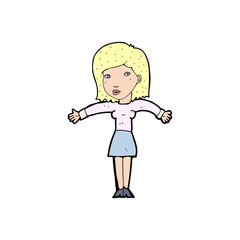 cartoon woman shrugging shoulders