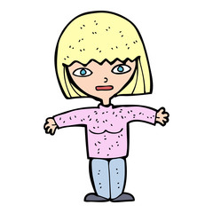 cartoon woman with open arms