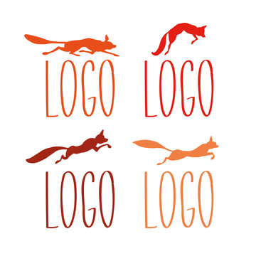 Fox logo silhouettes. Running and hunting