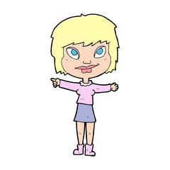 cartoon woman pointing