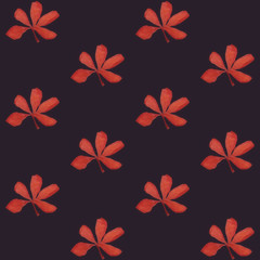 Print Seamless Pattern. red Flowers with dark background.