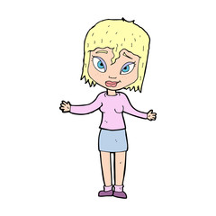 cartoon woman shrugging shoulders