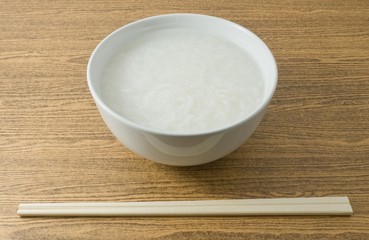 Bowl of Asian Boiled Rice or Rice Porridge