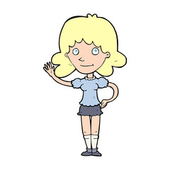 cartoon woman waving