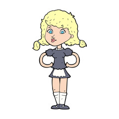 cartoon happy waitress woman