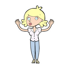 cartoon woman surrendering