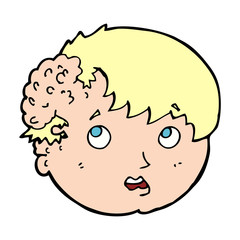 cartoon boy with ugly growth on head
