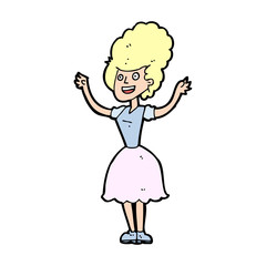 cartoon happy 1950's woman