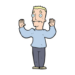 cartoon man surrendering