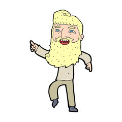 cartoon man with beard laughing and pointing