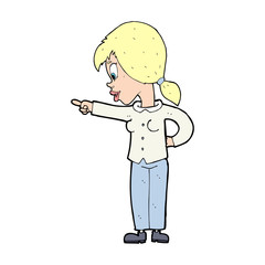 cartoon enthusiastic woman pointing
