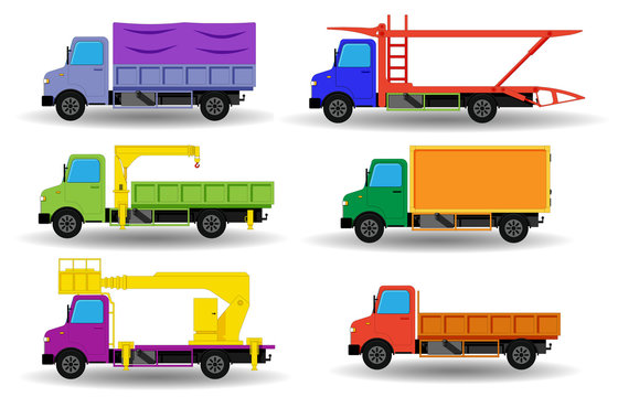Collection of flat trucks with short cowl