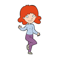 cartoon friendly woman waving