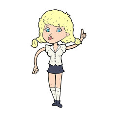 cartoon pretty woman with idea