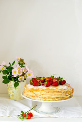 blinis pie with srawberry