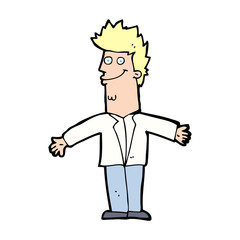 cartoon happy man with open arms