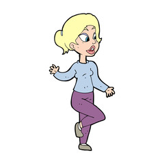 cartoon friendly woman waving