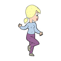 cartoon woman waving