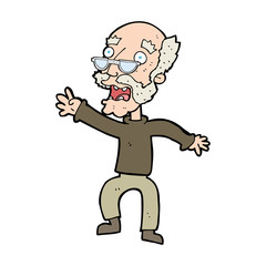cartoon frightened old man