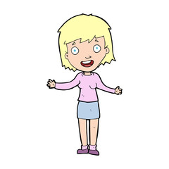cartoon excited woman