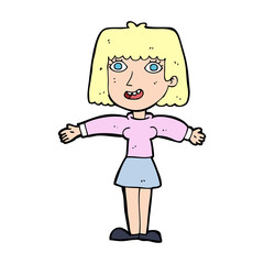 cartoon excited woman