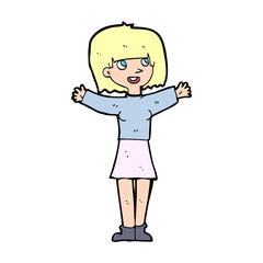 cartoon excited woman