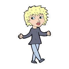 cartoon woman with no worries