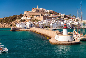 Ibiza port, spain - obrazy, fototapety, plakaty